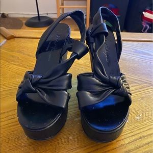 Rober Clergerie black leather wedge sandals